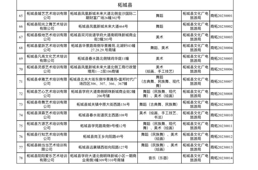 商丘首批78家文化艺术类校外培训机构白名单公布